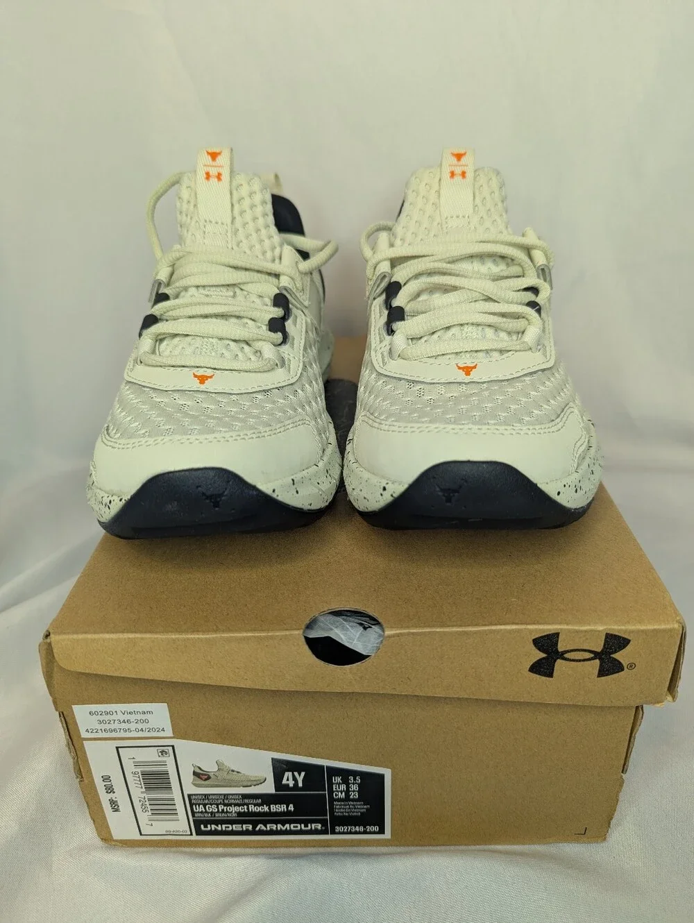 NIB Under Armour GS Project Rock BSR Sneakers Unisex Youth Size 4